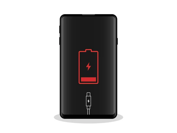 Smartphone Lege Batterij Logo Scherm Pictogram Vector — Stockvector