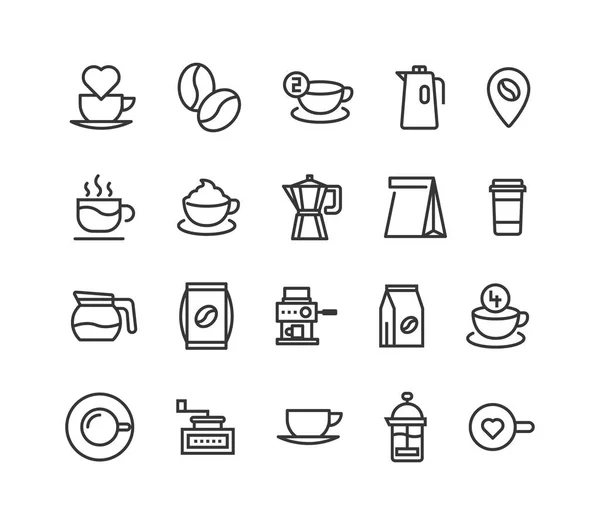 Set Simple Iconos Línea Vectorial Relacionados Con Café Trazo Editable — Vector de stock