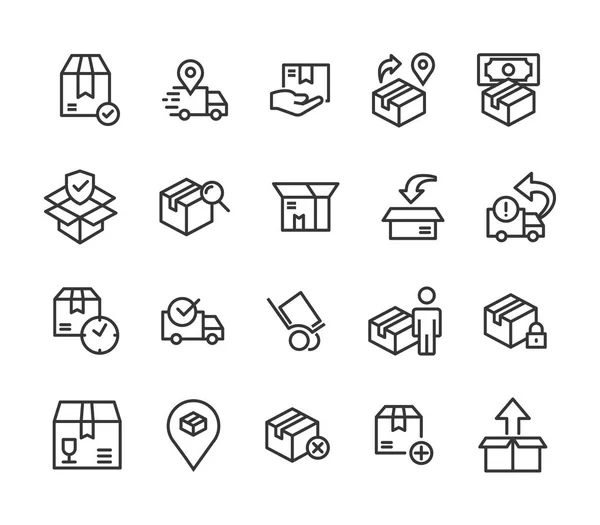 Set Simple Envío Relacionado Iconos Línea Vectorial Contiene Iconos Como — Vector de stock