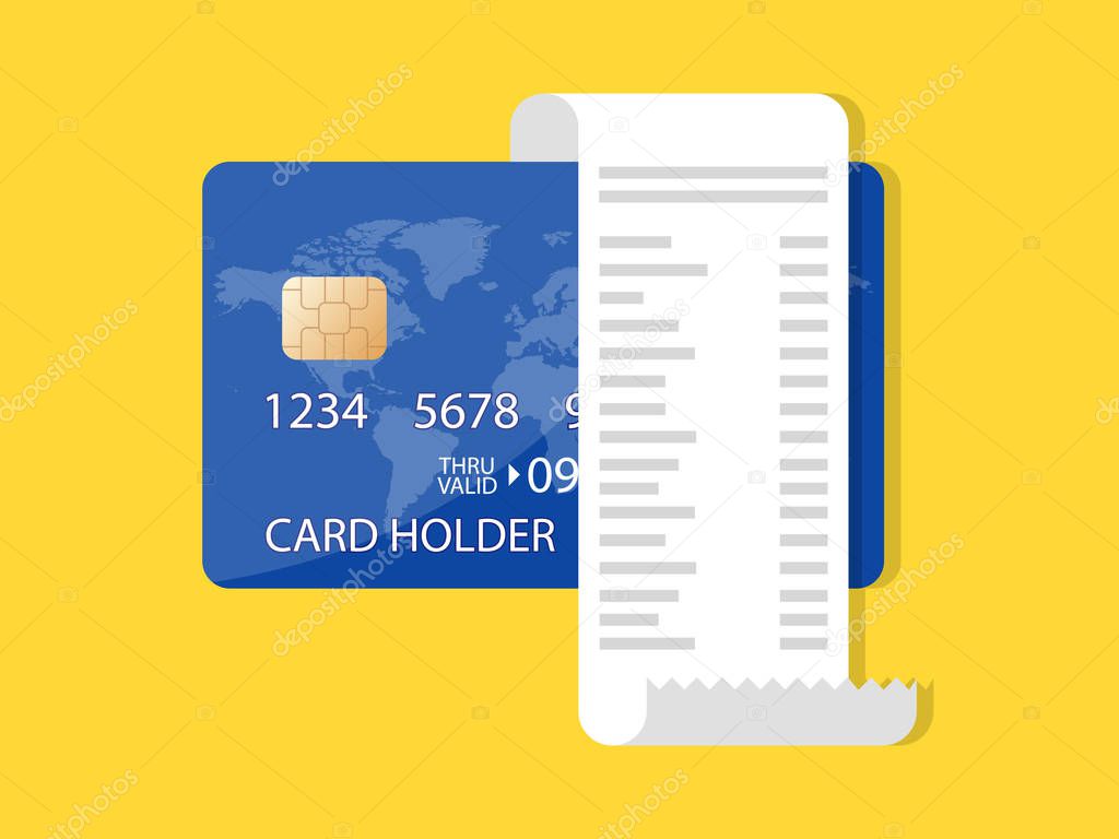 Credit card and receipt icon vector illustration