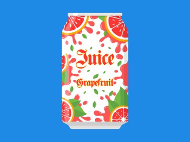 Greyfurt suyu Soda can düz iç simge Splash arka plan illüstrasyon vektör