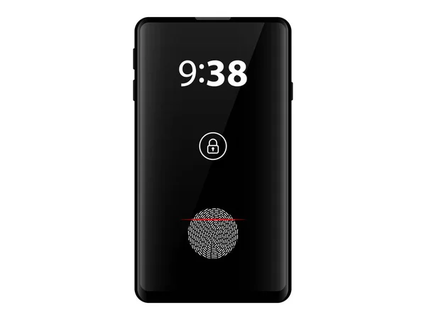 Amprentă Digitală Lock Telefon Mobil Scanarea Amprentei Digitale Vector — Vector de stoc