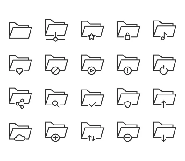 Eenvoudige Set Van Mappen Verwante Vector Lijn Iconen Dergelijke Pictogrammen — Stockvector