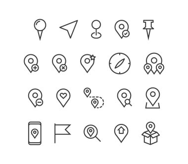 Mekanlar simgeler düzenlenebilir kontur ayarlayın. 48 x 48 piksel mükemmel