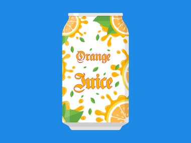 Portakal suyu Soda can düz iç simge Splash arka plan illüstrasyon vektör