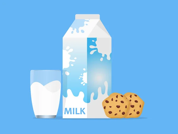 Süt Kutusu Bardak Süt Tanımlama Bilgileri Arka Plan Simge Vektör — Stok Vektör