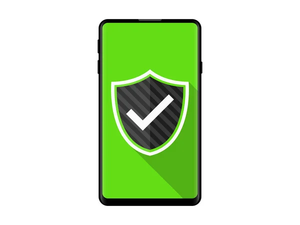 Mobiele Schild Met Vinkje Beveiligd Illustratie Vector — Stockvector