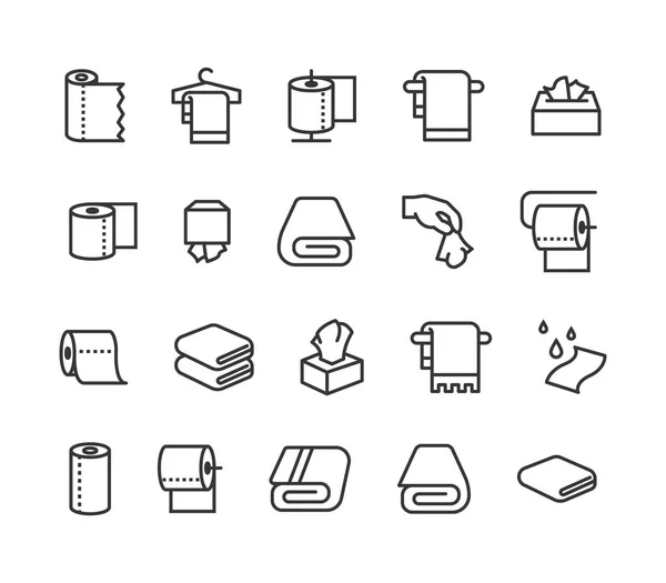 Conjunto Simples Toalhas Guardanapos Related Vector Line Icons Contém Ícones —  Vetores de Stock