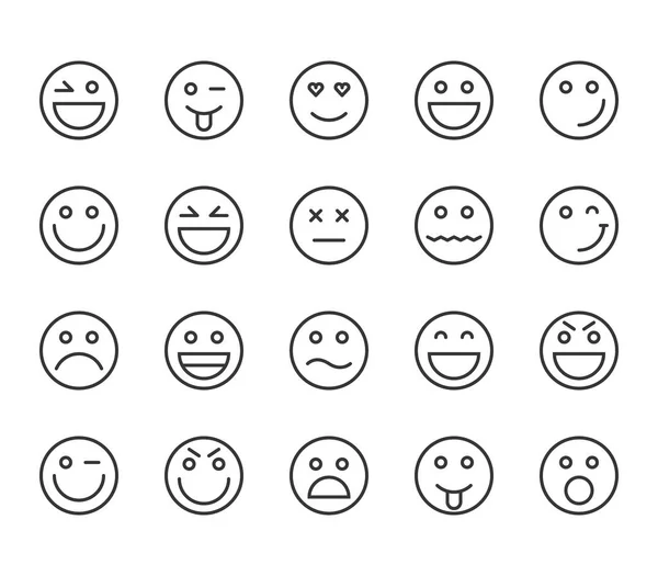 Set Emoji Emoticons Icons Vector Editable Stroke 48X48 Pixel Perfect — Stock Vector