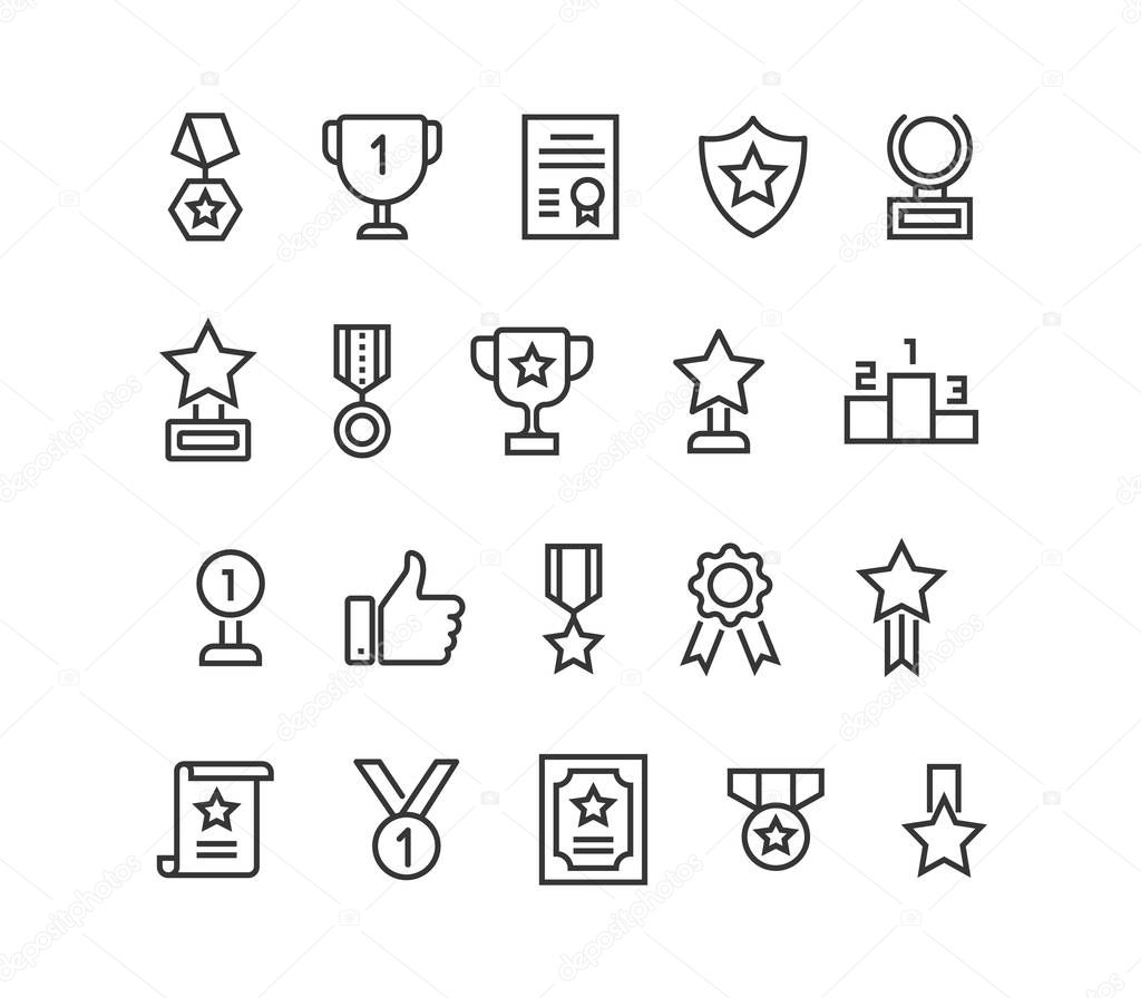 Simple Set of Trophy Awards Related Vector Line Icons. Editable Stroke. 48x48 Pixel Perfect.