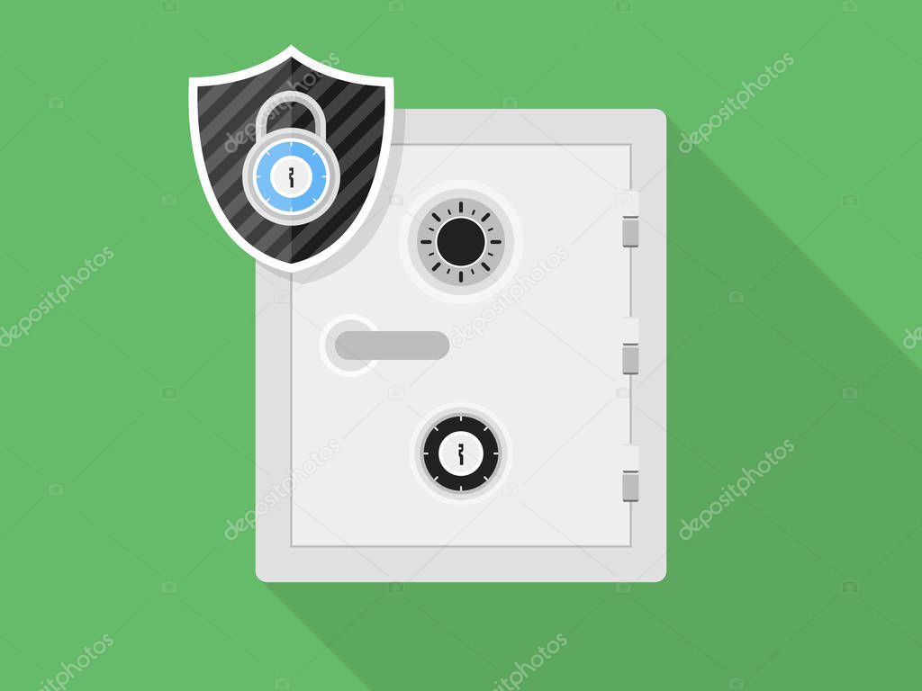 Safe Box Protection Money Lock Illustration Vector Icon