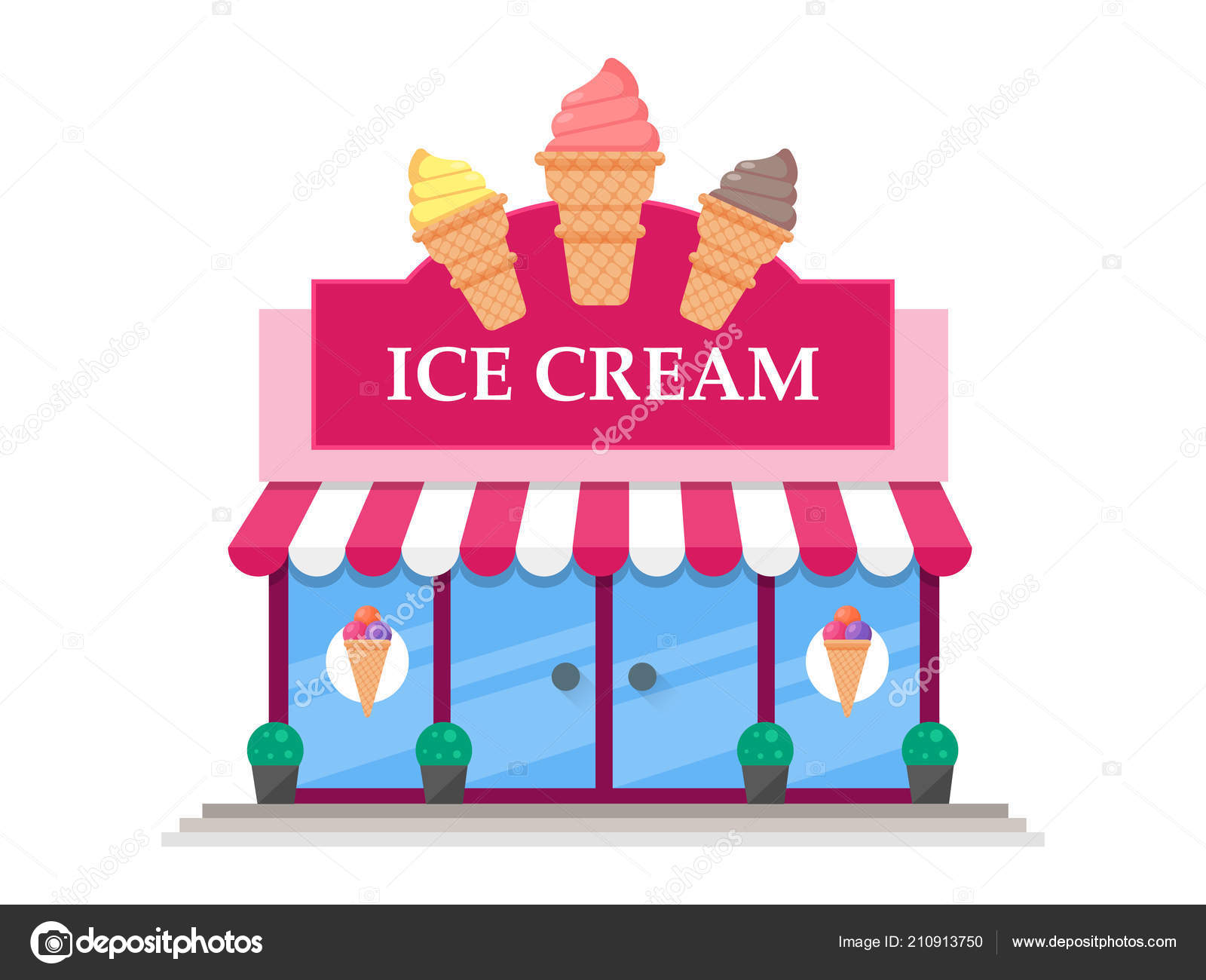 Magasin Crème Glacée Icon Vector Flat Shop image vectorielle par
