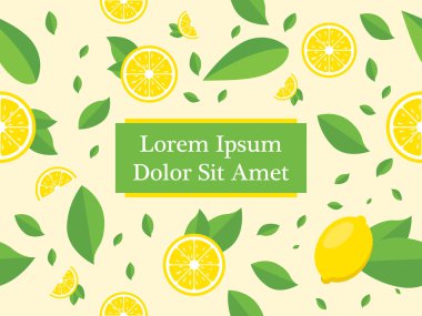 Limon ve yaprakları ile Seamless modeli. Vektör doku çizim