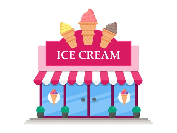 Ice Cream Store Ikonen Vektor Platt Shop — Stock vektor