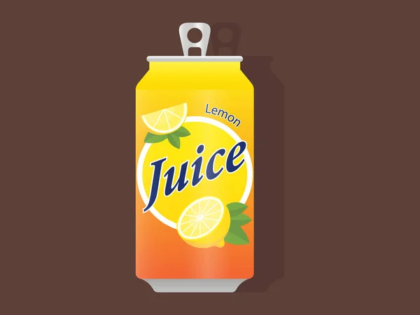 Lemon Fruit Juice Drink Can — Stock Vector