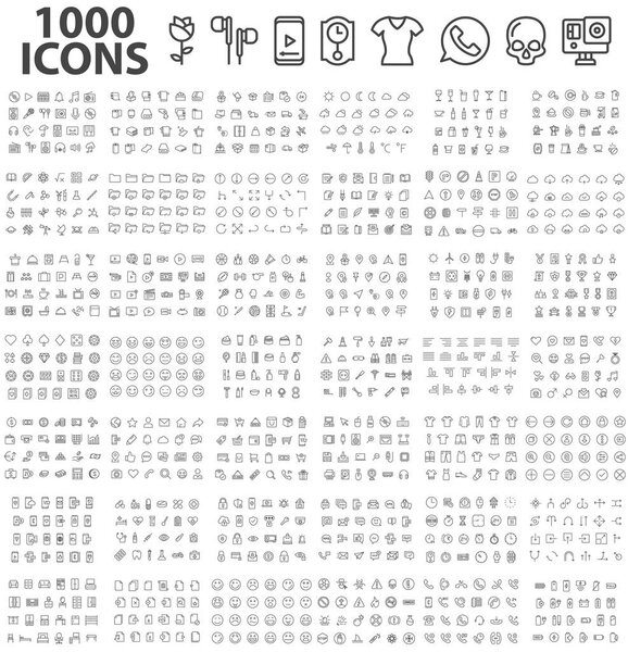 Set 1000 ICONS theme, table, cake 48x48 Pixel Perfect Big SET Vector
