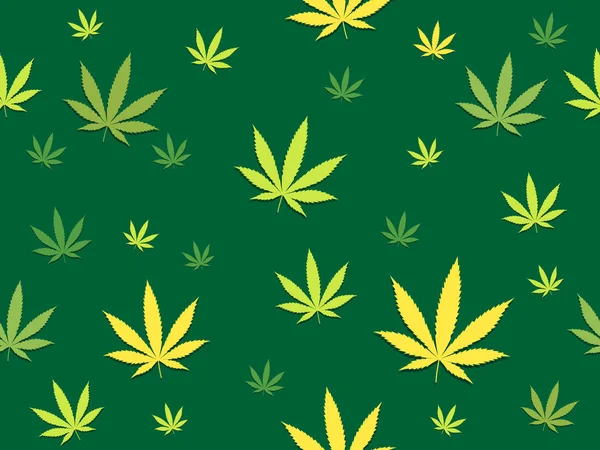 Marihuana Patrón Hoja Cannabis Repetir Sin Costuras Color Verde Para — Archivo Imágenes Vectoriales