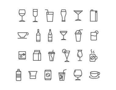 Alkol basit bir Set vektör hat simgeleri ile ilgili. Şampanya, viski, kokteyl, görüntüleri ve daha fazla olarak böyle simgeleri içerir. Düzenlenebilir kontur. 