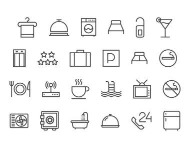 Dizi Otel Motel simgeler vektör düzenlenebilir inme. 48 x 48 piksel mükemmel.