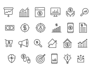 Para iş düzenlenebilir kontur pazarlama kümesi. 48 x 48 piksel mükemmel.