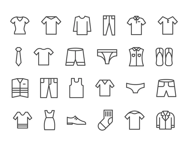 Set Clothing Icons Editable Stroke 48X48 Pixel Perfect Vector — Stock Vector