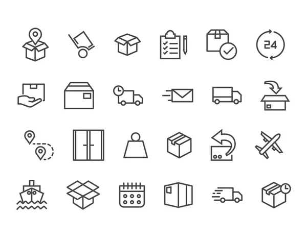 Set Simple Envío Relacionado Iconos Línea Vectorial Contiene Iconos Como — Vector de stock