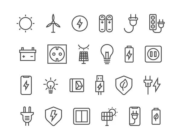 Simple Set Eco Related Vector Line Icons Contains Icons Electric — Stock Vector