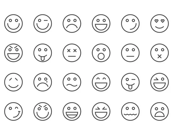 Conjunto Emoticones Emoji Iconos Vector Editable Stroke 48X48 Píxeles Perfecto — Vector de stock