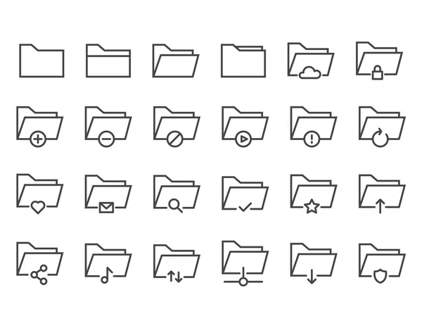 Simple Set Folders Related Vector Line Icons Contains Icons Repository — Stock Vector