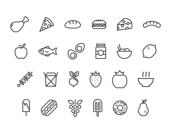 Simple Set of Food and Fruits Related Vector Line Icons. Editable Stroke. 48x48 Pixel Perfect.