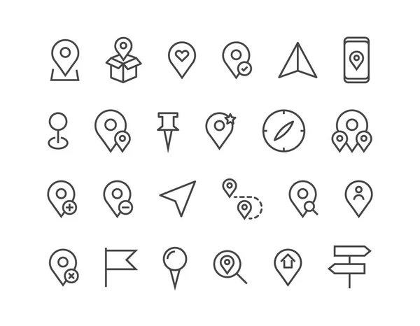 Set Locations Icons Editable Stroke 48X48 Pixel Perfect — Stock Vector