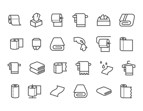 Conjunto Simples Toalhas Guardanapos Related Vector Line Icons Contém Ícones —  Vetores de Stock