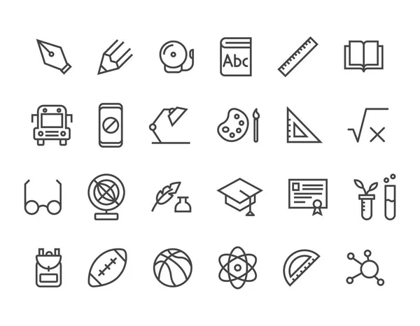 Simple Set School Subjects Related Vector Line Icons Contains Icons — Stock Vector