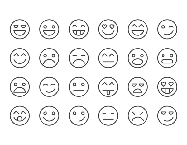 Conjunto Emoticones Emoji Iconos Vector Editable Stroke 48X48 Píxeles Perfecto — Vector de stock