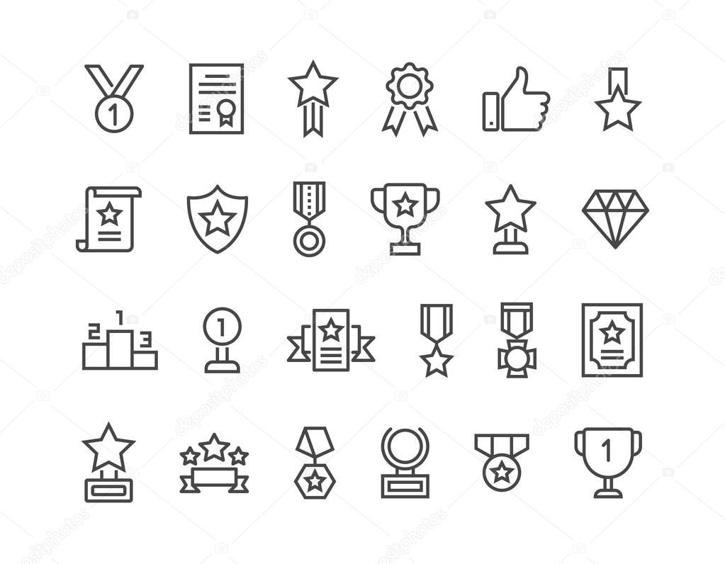 Simple Set of Trophy Awards Related Vector Line Icons. Editable Stroke. 48x48 Pixel Perfect.