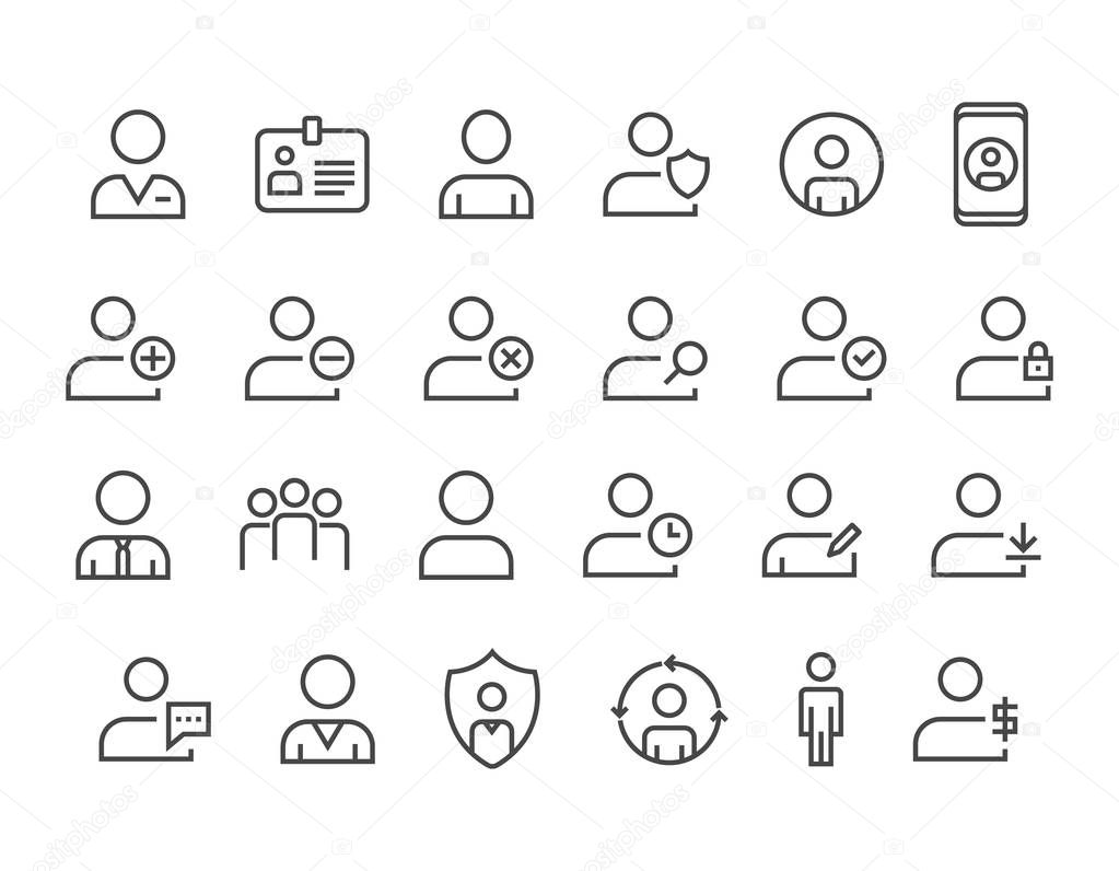 Simple Set of Users Related Vector Line Icons Editable Stroke. 48x48 Pixel Perfect.