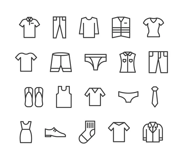 Kleding Pictogrammen Bewerkbare Lijn Instellen Pixel Perfect Vector — Stockvector