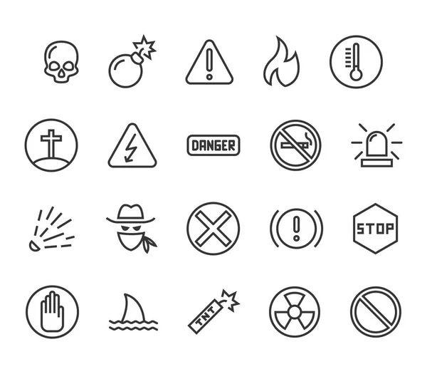 Simple Set Warnings Related Vector Line Icons Contains Icons Toxic — Stock Vector