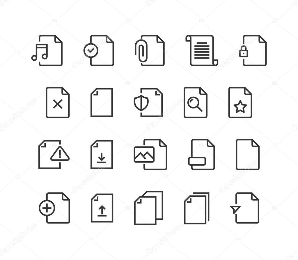 Simple Set of Document Vector Line Icons. Contains such Icons as Bureaucracy, Batch Processing, Accept, Decline Document and more. Editable Stroke. 48x48 Pixel Perfect.