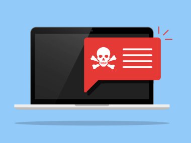 Laptop toksik güvenlik tehlike tehlike zararlı Malware Virüs işareti illüstrasyon vektör simge özgeçmişlerine izole