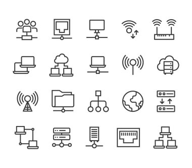 Ağ iletişim, sunucu, Cloud, Wi Fi, kılavuz, Internet.Editable kontur kümesi. 48 x 48 piksel mükemmel.