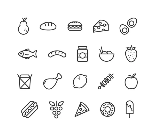 Ensemble Simple Icônes Vectorielles Liées Aux Aliments Aux Fruits Avc — Image vectorielle
