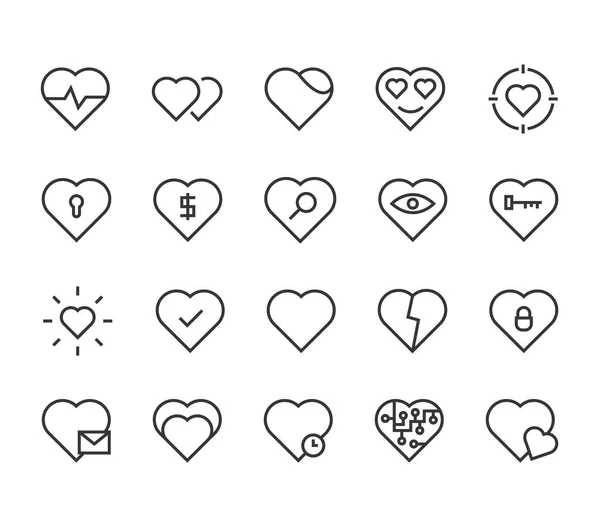 Набор Векторных Иконок Сердца Редактируемый Удар 48Х48 Пикселей — стоковый вектор