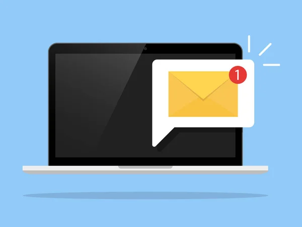 Mail Benachrichtigungskonzept Neue Mail Auf Dem Laptop Bildschirm Vektorillustration Flachen — Stockvektor