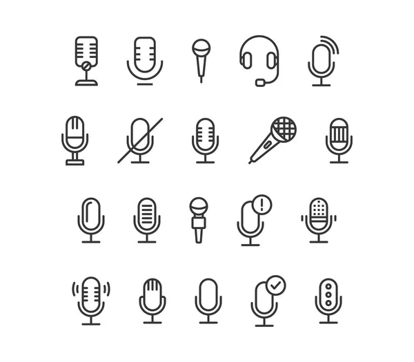 Set Iconos Micrófono Vector Editable Stroke 48X48 Píxeles Perfecto — Vector de stock