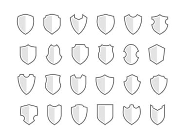 24 farklı kalkanlar basit şekli vektör simgeler beyaz arka plan kümesi