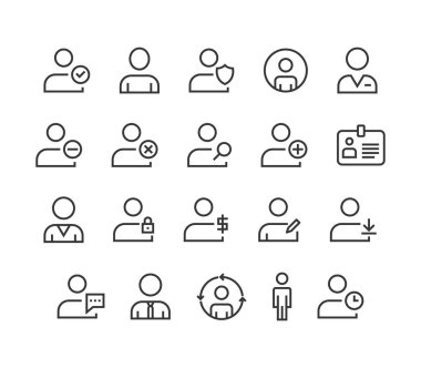 Basit kullanıcı kümesi vektör hat simgeler düzenlenebilir kontur ile ilgili. 48 x 48 piksel mükemmel.