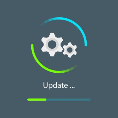 Yazılım güncelleştirme sürecinde. çizimde düz stil vektör simgesi