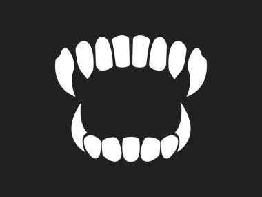 Vampirin diş simgesi üzerinde arka izole. Vektör