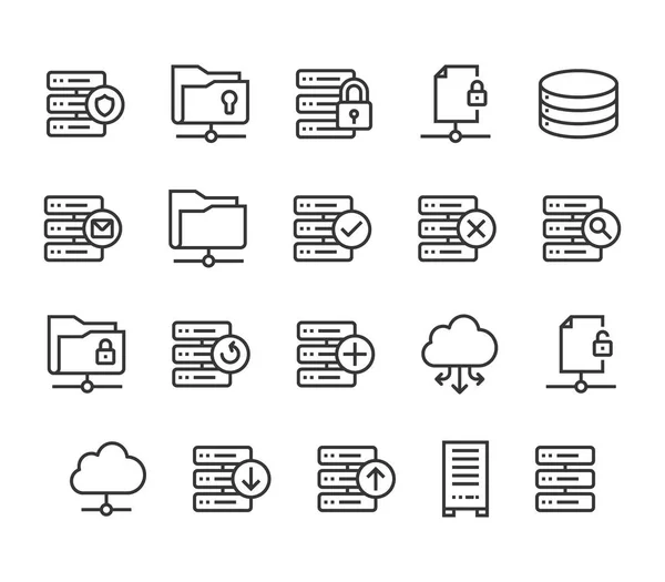 Conjunto Ícones Servidor Cloud Database Curso Editável 48X48 Pixel Perfeito —  Vetores de Stock